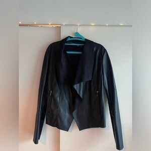 Bagatelle Open Front Faux Leather Jacket – Black, Size M